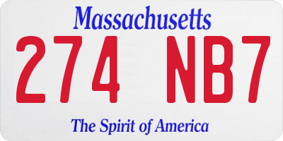 MA license plate 274NB7