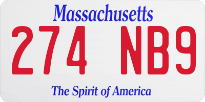 MA license plate 274NB9