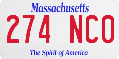 MA license plate 274NC0