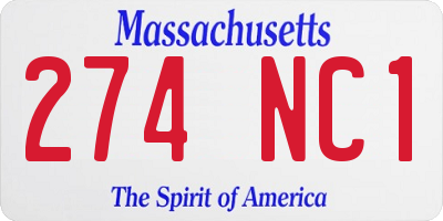 MA license plate 274NC1