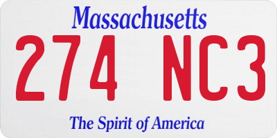 MA license plate 274NC3