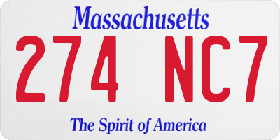 MA license plate 274NC7