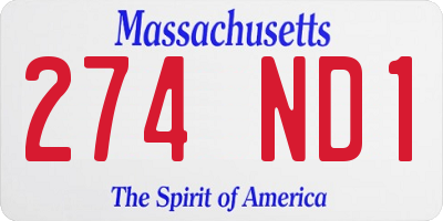 MA license plate 274ND1