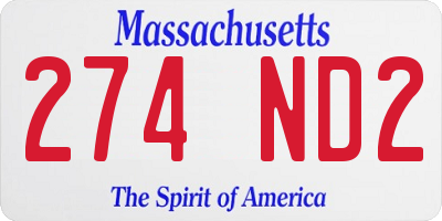MA license plate 274ND2
