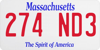 MA license plate 274ND3