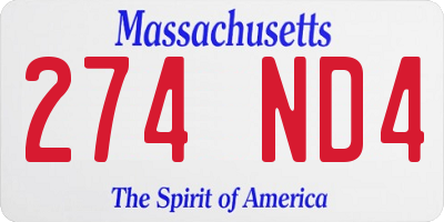 MA license plate 274ND4