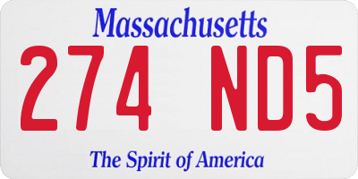 MA license plate 274ND5