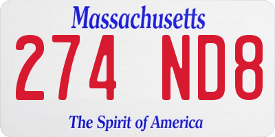 MA license plate 274ND8