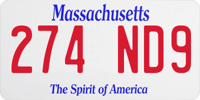 MA license plate 274ND9