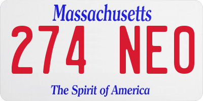 MA license plate 274NE0