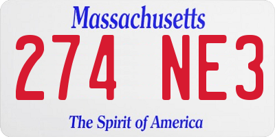 MA license plate 274NE3