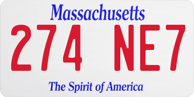MA license plate 274NE7