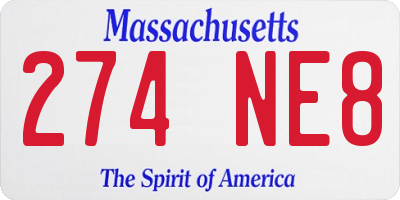 MA license plate 274NE8