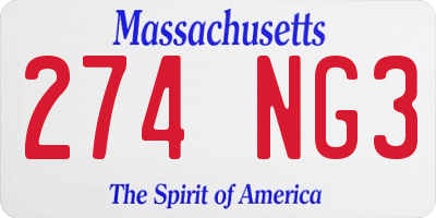 MA license plate 274NG3