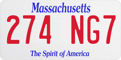 MA license plate 274NG7