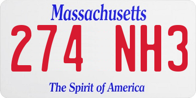 MA license plate 274NH3
