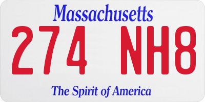 MA license plate 274NH8