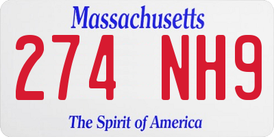 MA license plate 274NH9