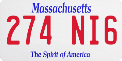 MA license plate 274NI6