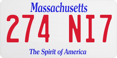 MA license plate 274NI7