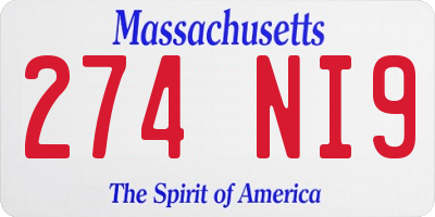 MA license plate 274NI9