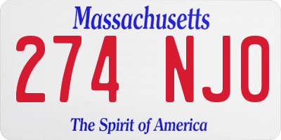 MA license plate 274NJ0