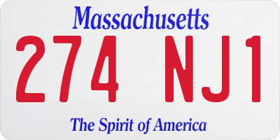 MA license plate 274NJ1