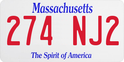 MA license plate 274NJ2