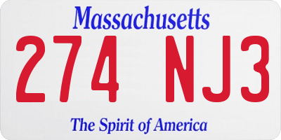 MA license plate 274NJ3