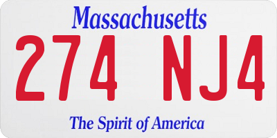 MA license plate 274NJ4