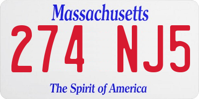 MA license plate 274NJ5