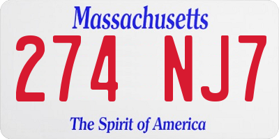 MA license plate 274NJ7