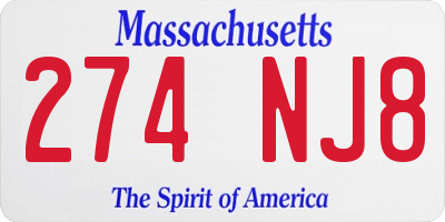 MA license plate 274NJ8