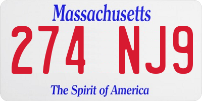 MA license plate 274NJ9
