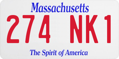 MA license plate 274NK1