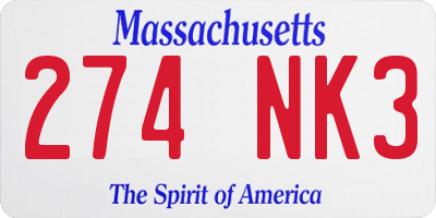 MA license plate 274NK3