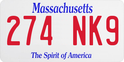 MA license plate 274NK9