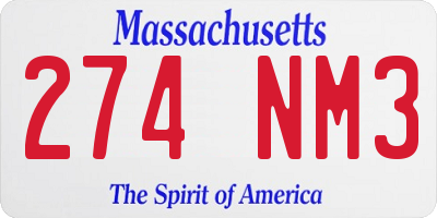 MA license plate 274NM3