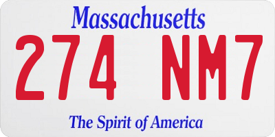 MA license plate 274NM7