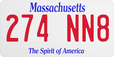 MA license plate 274NN8