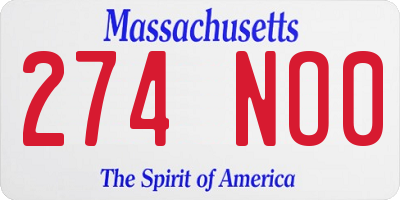 MA license plate 274NO0