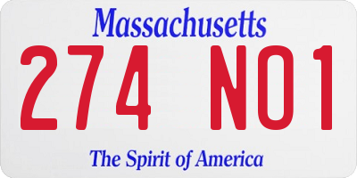 MA license plate 274NO1