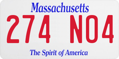 MA license plate 274NO4