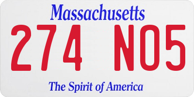 MA license plate 274NO5