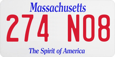 MA license plate 274NO8