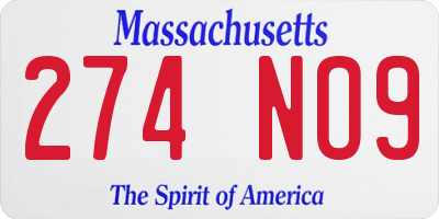 MA license plate 274NO9