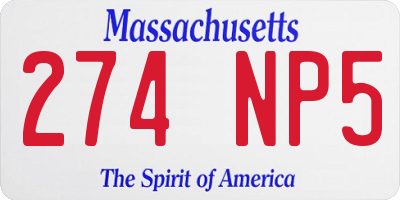 MA license plate 274NP5