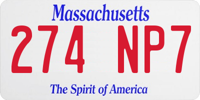 MA license plate 274NP7