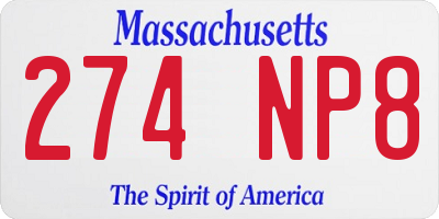 MA license plate 274NP8