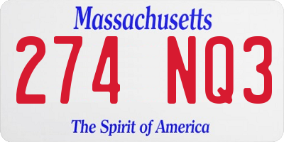 MA license plate 274NQ3